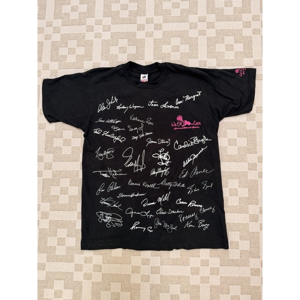 Vintage Actors And Others For Animals Shirt Size Large Celebrity Signatures 90s
